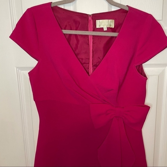 𝅺MIKAEL Aghal Magenta Pink Cocktail Mini Dress Bow Detail 6 - Picture 3 of 6